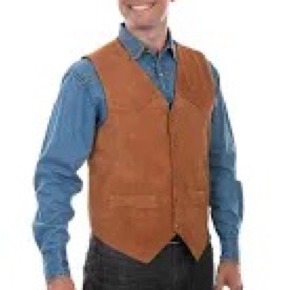 Men's Suede Tan Vest - Classic Western Style